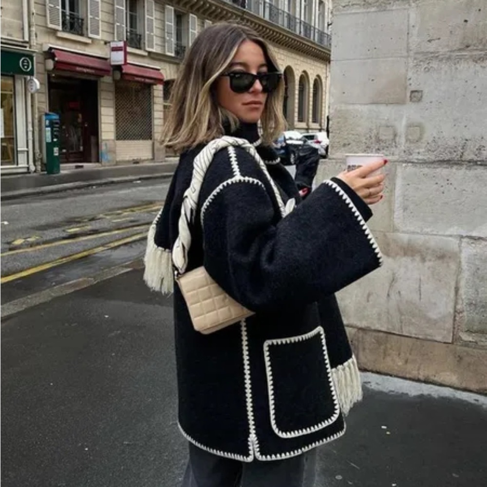 Stylish Black Women's Jacket with White Accents